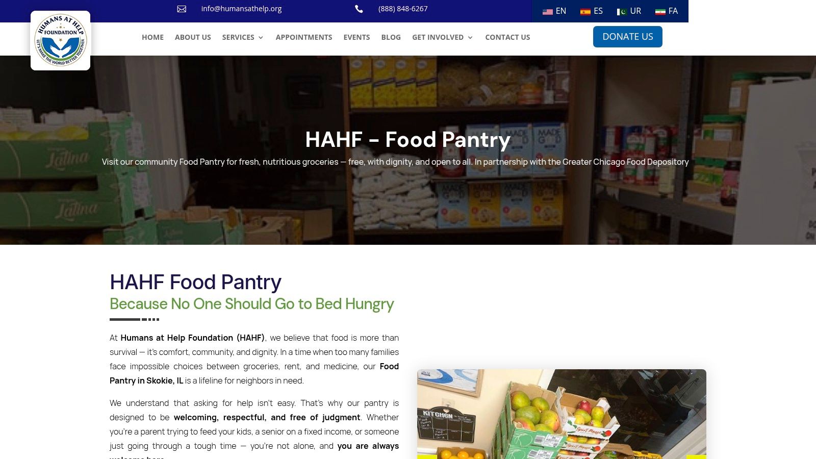 Humans at Help Foundation (HAHF) Food Pantry (Skokie)