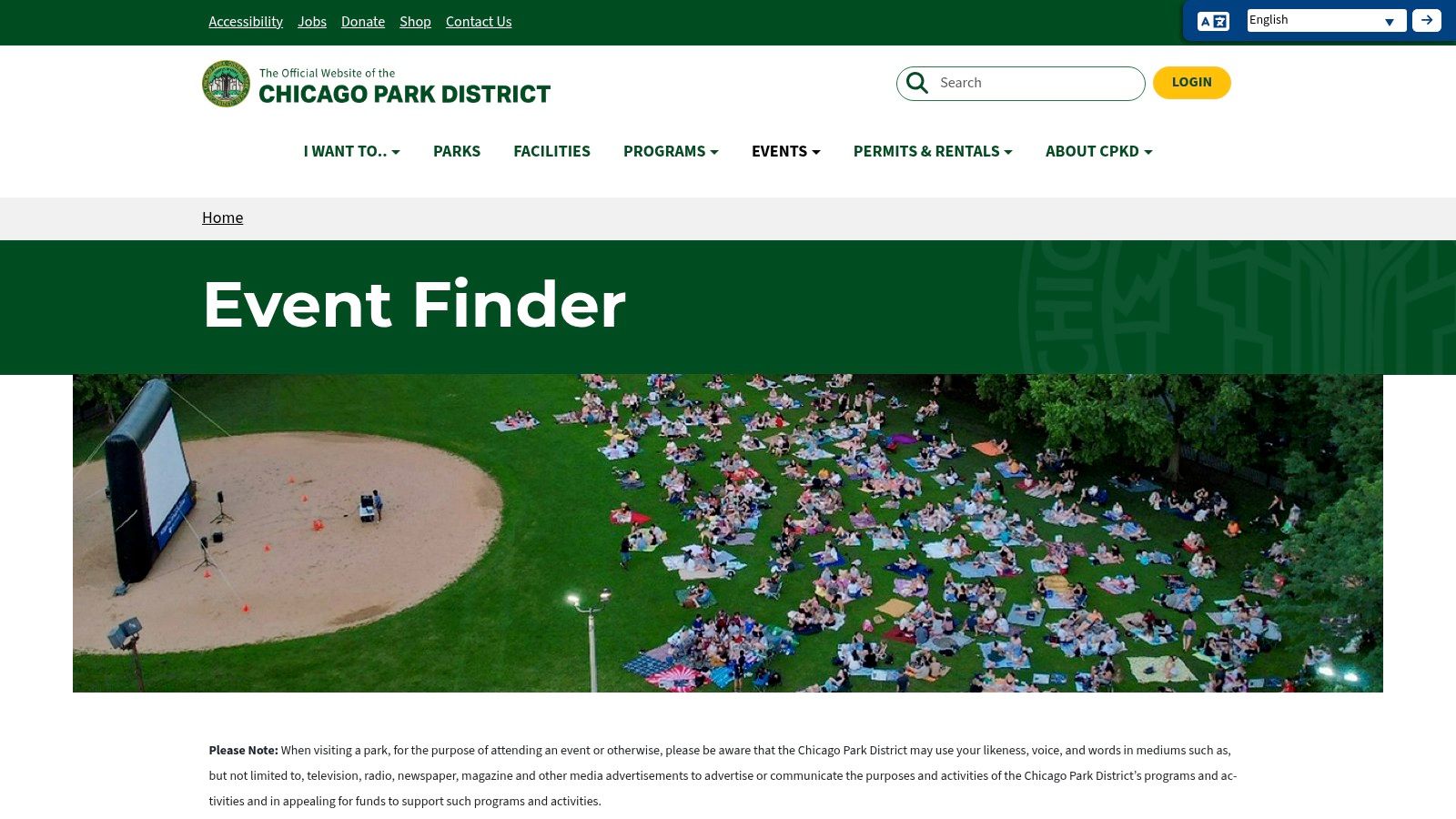 Chicago Park District – Event Finder