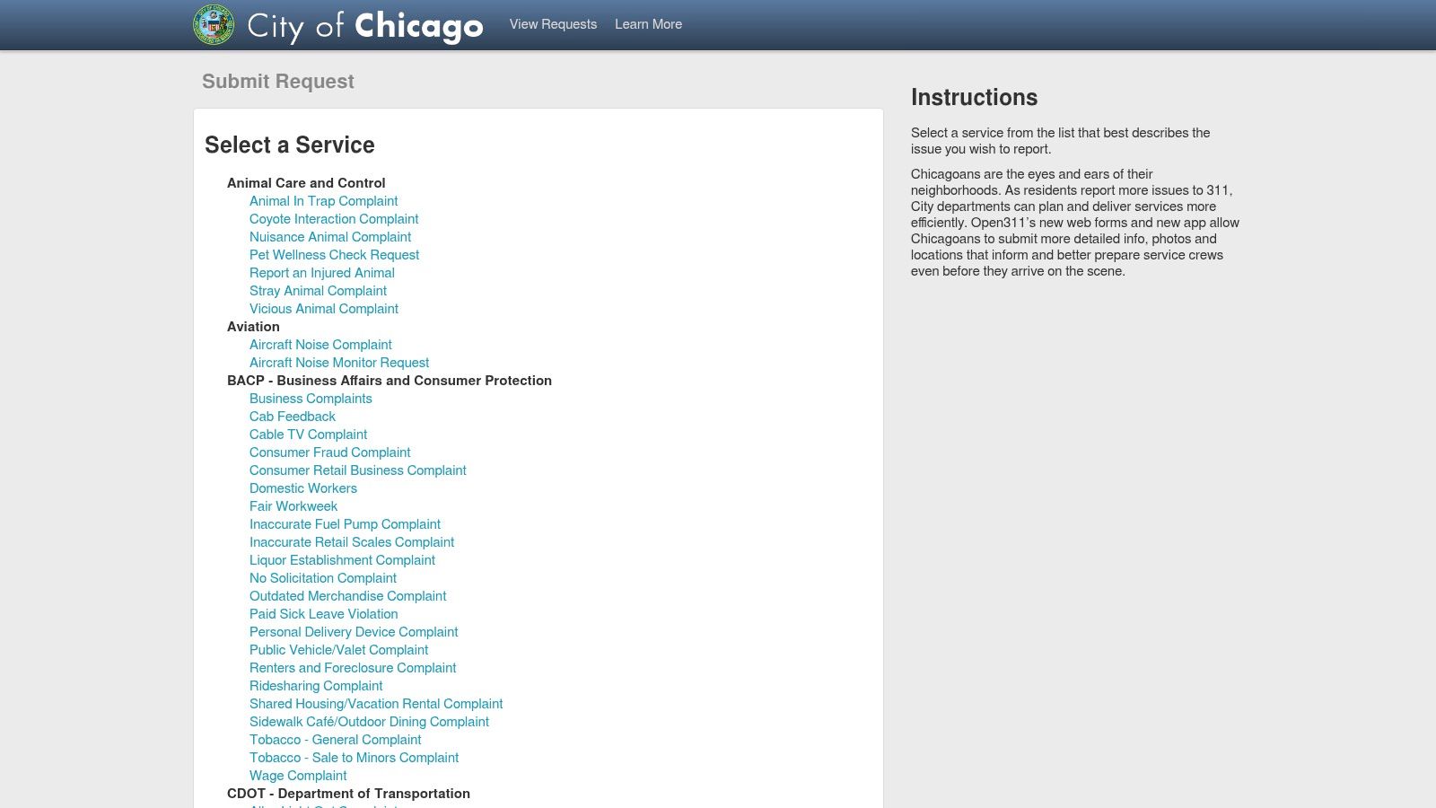 City of Chicago Blue Cart (311 request for eligible homes)