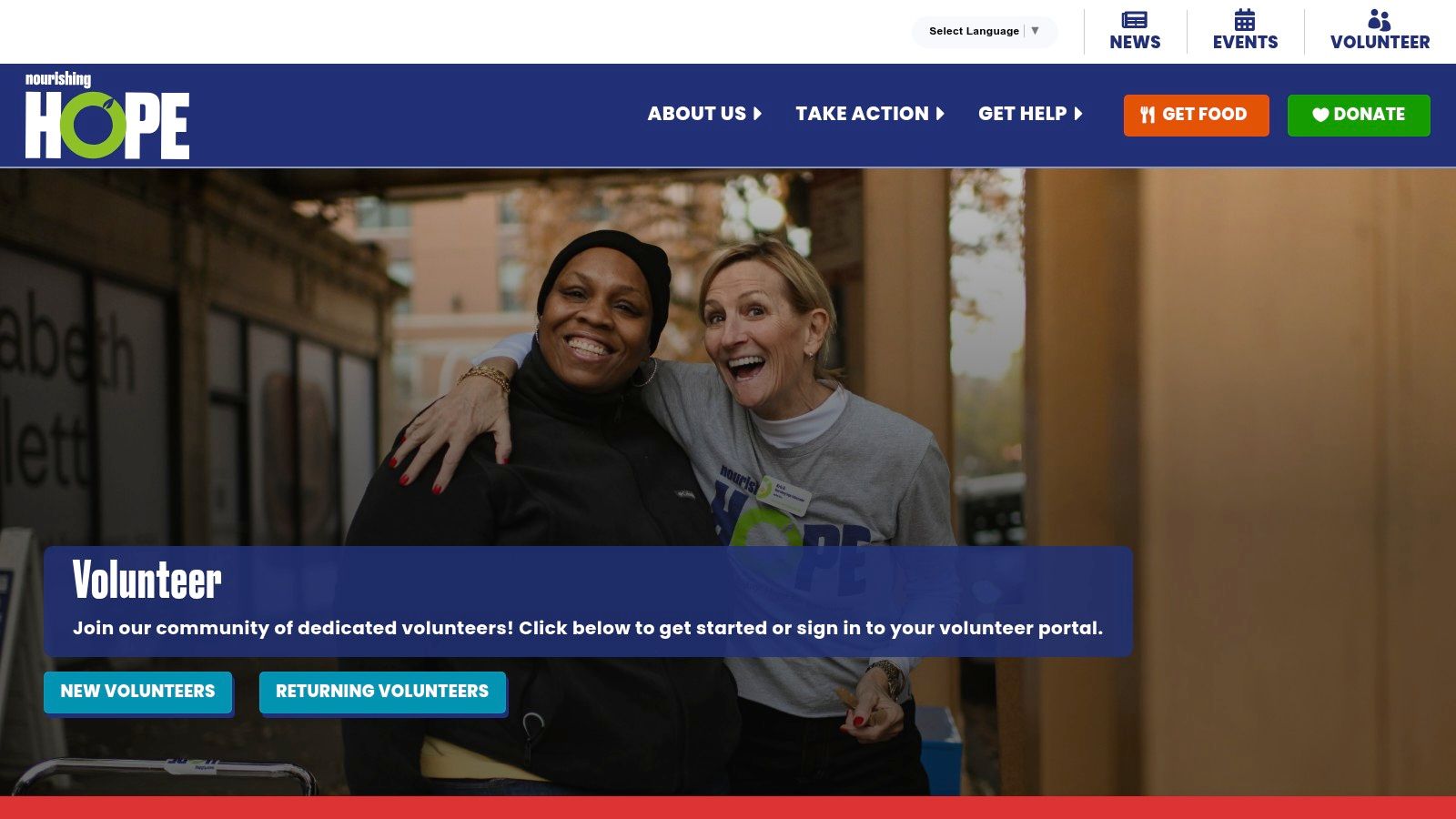 Screenshot from https://nourishinghopechi.org/get-involved/volunteer/