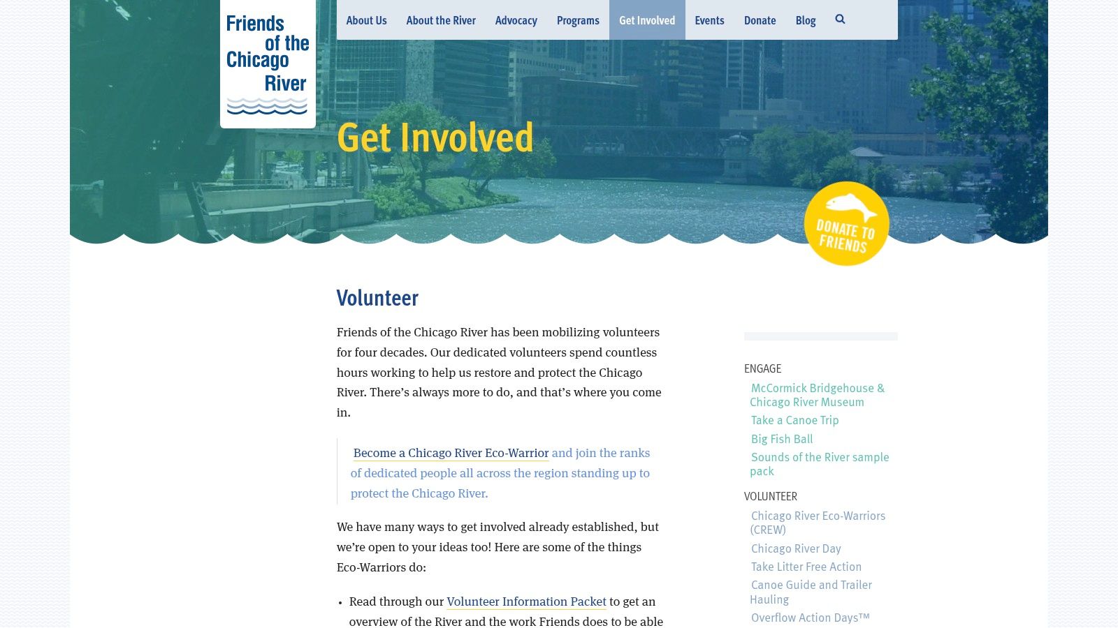 Friends of the Chicago River – Volunteer Stewardship & Chicago River Day