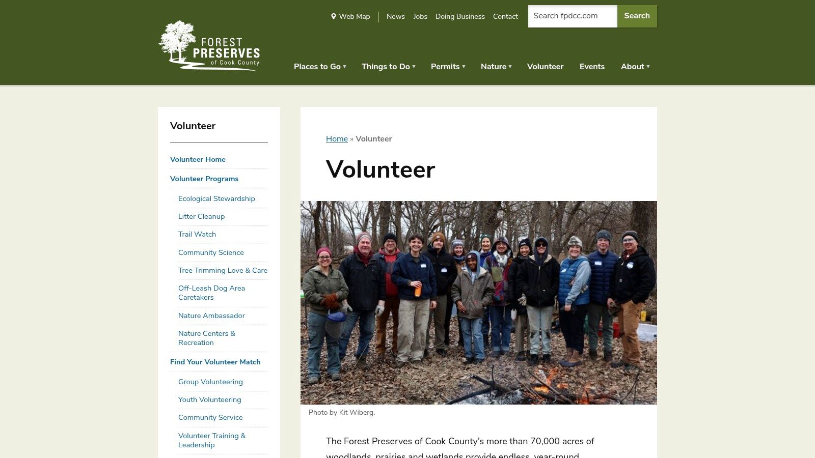 Forest Preserves of Cook County Volunteer Program